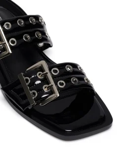 Hot Therapy Shoes Elemental Slingback Flat Sandal Patent Black