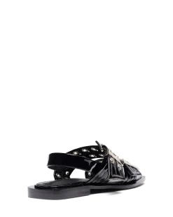 Hot Therapy Shoes Elemental Slingback Flat Sandal Patent Black