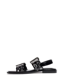 Hot Therapy Shoes Elemental Slingback Flat Sandal Patent Black