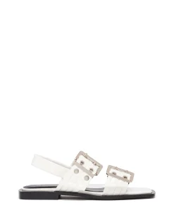 Hot Therapy Shoes Elemental Slingback Flat Sandal Patent White