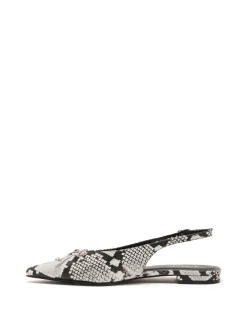 Hot Therapy Shoes Lavin Slingback Ballet Flat Snake Black/white