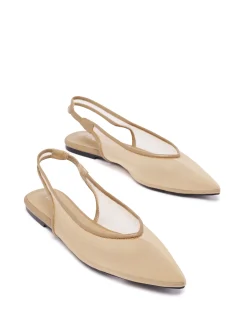 Clearance Therapy Shoes Lazer Slingback Ballet Flat Smooth Biscuit