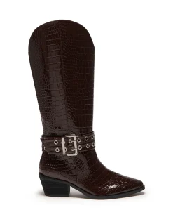 Clearance Therapy Shoes Maiden Tall Boot Patent Croc Chocolate