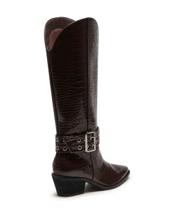 Clearance Therapy Shoes Maiden Tall Boot Patent Croc Chocolate