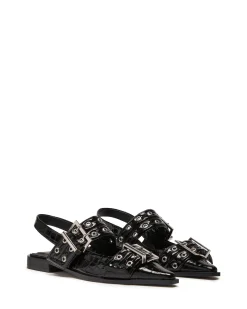 Clearance Therapy Shoes Matilda Pointed Flat Patent Croc Black