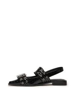 Clearance Therapy Shoes Matilda Pointed Flat Patent Croc Black