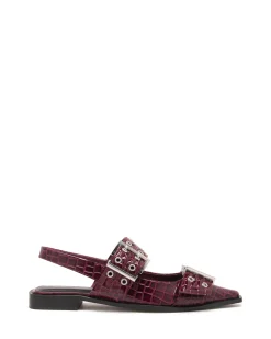 Outlet Therapy Shoes Matilda Pointed Flat Patent Croc Cherry