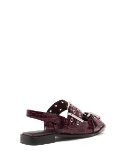 Outlet Therapy Shoes Matilda Pointed Flat Patent Croc Cherry