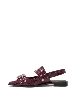Outlet Therapy Shoes Matilda Pointed Flat Patent Croc Cherry