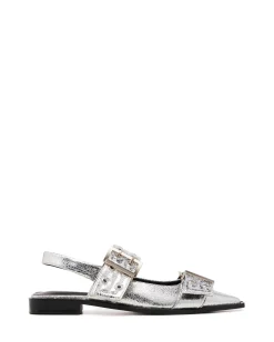 Sale Therapy Shoes Matilda Pointed Flat Cracked Metallic Silver