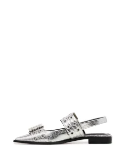 Sale Therapy Shoes Matilda Pointed Flat Cracked Metallic Silver