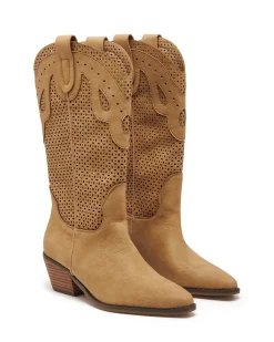 Online Therapy Shoes Maxine Cowboy Boot Nubuck Caramel