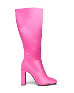 Fashion Therapy Shoes Muse Tall Boot Satin Pink