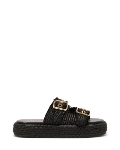 Outlet Therapy Shoes Rustic Flatform Sandal Raffia Black