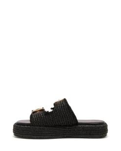 Outlet Therapy Shoes Rustic Flatform Sandal Raffia Black
