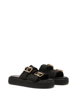 Outlet Therapy Shoes Rustic Flatform Sandal Raffia Black