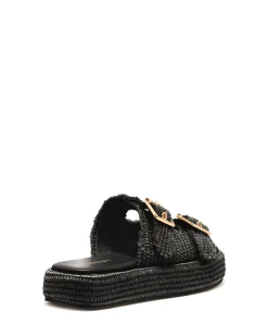 Outlet Therapy Shoes Rustic Flatform Sandal Raffia Black