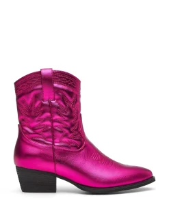 Hot Therapy Shoes Wilder Cowboy Ankle Boot Metallic Pink DeepPink