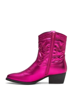 Hot Therapy Shoes Wilder Cowboy Ankle Boot Metallic Pink DeepPink